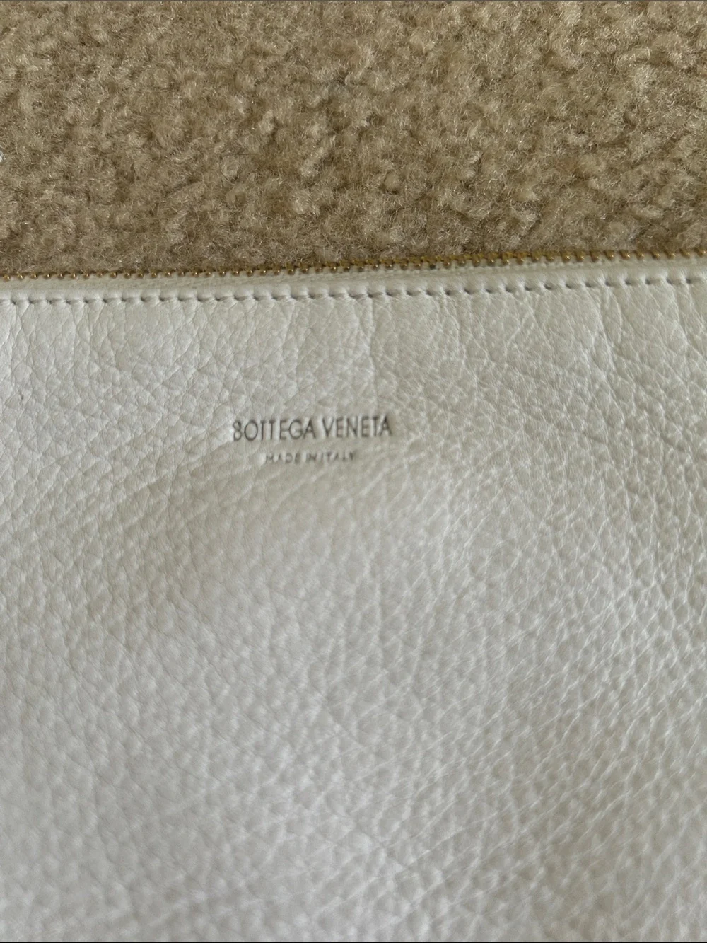 Bottega Veneta White Leather Large Cosmetic Pouch